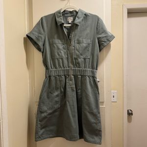 J. Crew Zip-Front Chino Dress - Utility Green| Size: 6